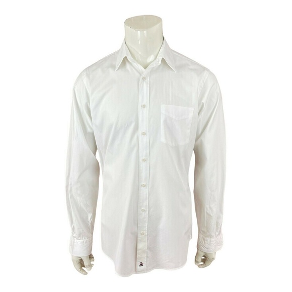 Nordstrom 2 x 2 Pinpoint Long Staple Cotton White Dress Shirt Mens 15.5 - 37 - Picture 2 of 8
